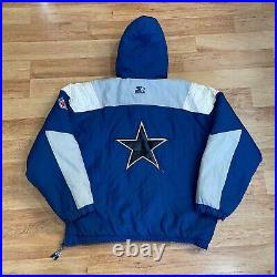 VTG 90's Dallas Cowboys Authentic Pro Line NFL Starter Puffer 1/2 Zip Jacket XL