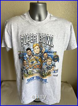 VTG 90's Dallas Cowboys Caricature T-Shirt Men's L Movie Theme Super Bowl Champs