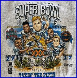 VTG 90's Dallas Cowboys Caricature T-Shirt Men's L Movie Theme Super Bowl Champs