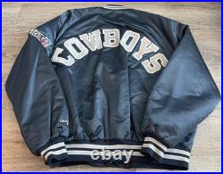 VTG 90s Chalk Line NFL Dallas Cowboys Football Satin Jacket Navy Blue Size 2Xl