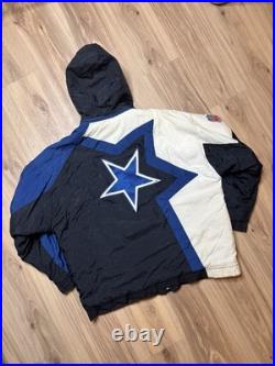 VTG 90s Dallas Cowboys NFL Apex One Puffer Quilted Jacket Large Pro Line Hood