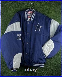 VTG 90s Dallas Cowboys Puffer Jacket XL Nutmeg by Campri NFL Football Blue
