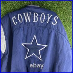 VTG 90s Dallas Cowboys Puffer Jacket XL Nutmeg by Campri NFL Football Blue
