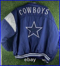 VTG 90s Dallas Cowboys Puffer Jacket XL Nutmeg by Campri NFL Football Blue