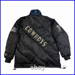 VTG 90s Dallas Cowboys Puffer Mens Size Medium NFL Experience Black Zip