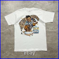 VTG 90s NFL DALLAS COWBOYS DEION SANDERS 1995 CARICATURE T-SHIRT XPLOSION Sz XL