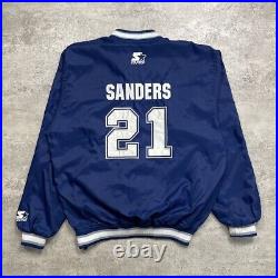 VTG 90s NFL DALLAS COWBOYS DEION SANDERS STARTER PULLOVER JACKET YOUTH SIZE XL
