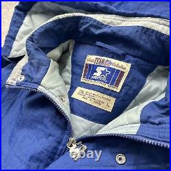 VTG 90s NFL DALLAS COWBOYS STARTER PUFFER JACKET HOODIE SIZE L BLUE