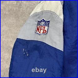 VTG 90s NFL DALLAS COWBOYS STARTER PUFFER JACKET HOODIE SIZE L BLUE