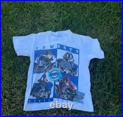 VTG 90s NFL Looney Tunes Cowboys Tee Back 2 Back Champs RARE