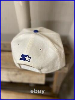 VTG 90s STARTER SnapBack Hat DALLAS COWBOYS NFL Cream Dome 1st Gen WOOL