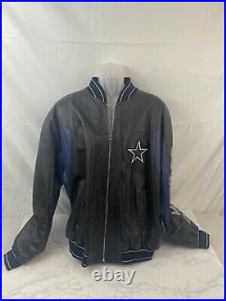 VTG Cowboys Carl Banks G-III Apparel NFL Leather Jacket Mens 2XL Full Zip Q