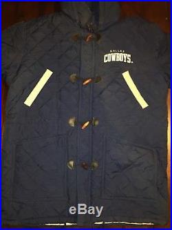 VTG DALLAS COWBOYS 90s STARTER Line Up Hooded PARKA Jacket Coat LOGO NFL L TAGS