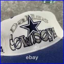 VTG Dallas Cowboys Hat Cap Mens Snapback White Deadstock Big Logo Blockhead 90s