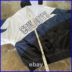 VTG Dallas Cowboys Jacket Mens Large L Blue White Geometric Logo Game Day 90s