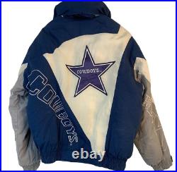 VTG Dallas Cowboys NFL Triple Goose Jacket L Blue Mens Winter Puffer Coat 8977