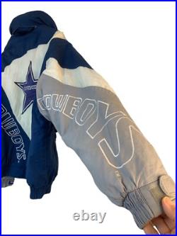 VTG Dallas Cowboys NFL Triple Goose Jacket L Blue Mens Winter Puffer Coat 8977