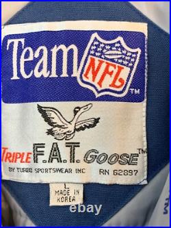VTG Dallas Cowboys NFL Triple Goose Jacket L Blue Mens Winter Puffer Coat 8977