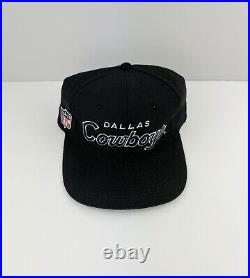 VTG Dallas Cowboys Script Snapback RARE Sports Specialties Hat 90s Black Dome