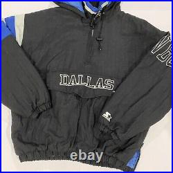 VTG Dallas Cowboys Starter Jacket RARE Half-Zip Coat with Hood Size XL