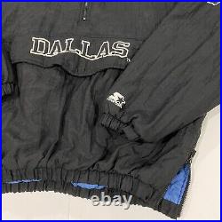 VTG Dallas Cowboys Starter Jacket RARE Half-Zip Coat with Hood Size XL