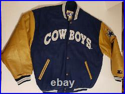 VTG Dallas Cowboys Varsity/Letterman Wool/Leather Jacket/Coat XL NFL Starter