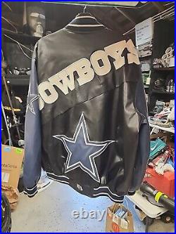 VTG Dallas Cowboys leather Jacket Men XXL Black Varsity G-III Bomber NFL READ