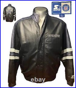 VTG Mens L Starter NFL Dallas Cowboys Football Leather Bomber Jacket Korea