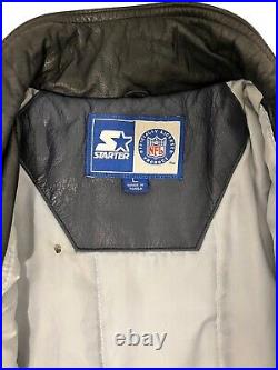 VTG Mens L Starter NFL Dallas Cowboys Football Leather Bomber Jacket Korea