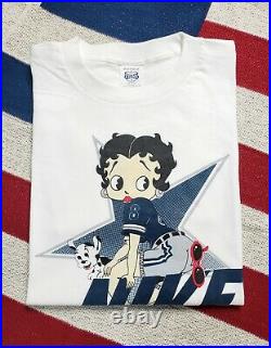 VTG Rare Deadstock Betty Boop Nike Dallas Cowboys Single Stitch T Shirt Size XL