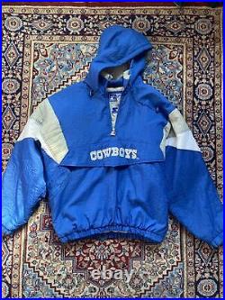 VTG STARTER Jacket Dallas Cowboys NFL XL 90s Puffer 1/4 Zip Puffer Pro Line
