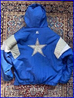 VTG STARTER Jacket Dallas Cowboys NFL XL 90s Puffer 1/4 Zip Puffer Pro Line