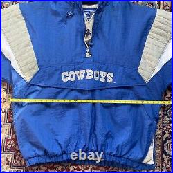 VTG STARTER Jacket Dallas Cowboys NFL XL 90s Puffer 1/4 Zip Puffer Pro Line