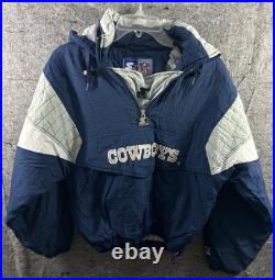 VTG Starter Dallas Cowboys Anorak Jacket 1/4 Hooded NFL Spellout Football 90s