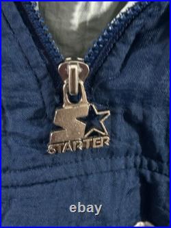 VTG Starter Dallas Cowboys Anorak Jacket 1/4 Hooded NFL Spellout Football 90s