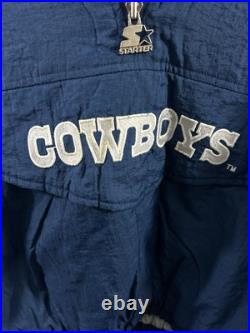 VTG Starter Dallas Cowboys Anorak Jacket 1/4 Hooded NFL Spellout Football 90s
