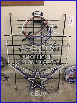 Very Rare Huge Dallas Cowboys Pepsi Neon Sign NFL Football Coke Man Cave Bar 4