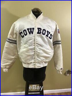 Very Rare Vintage Starter Dallas Cowboys Satin Jacket Eggshell White sz XL Pro