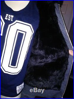 Victoria Secret PINK Dallas Cowboys Sequin Fur Lined Jacket Hoodie Medium M