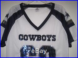 Victoria's Secret Pink NFL Large Dallas Cowboys Bling Sequin White Mesh Jersey
