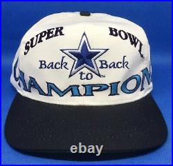 Vintage 1990's Dallas Cowboys Back to Back Super Bowl Champions LOGO 7 Cap Hat
