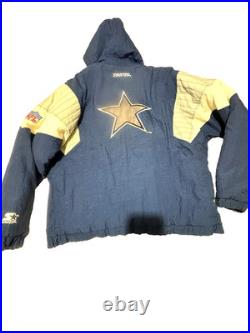 Vintage 1990sNFL Starter Dallas Cowboys Blue Men 1/2 ZIP Jacket Very Warm! LARGE
