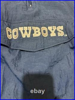 Vintage 1990sNFL Starter Dallas Cowboys Blue Men 1/2 ZIP Jacket Very Warm! LARGE