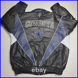 Vintage 1990s Pro Player Dallas Cowboys Leather Coat Jacket Men's Size XL NFL