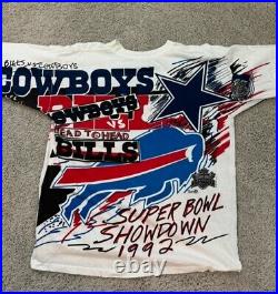 Vintage 1992 Cowboys vs Bills Super Bowl XXVII T-Shirt Mens Size XL Rare 90s USA