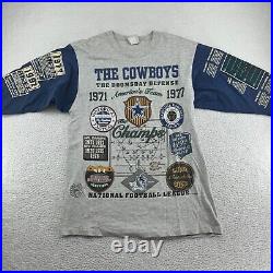 Vintage 1993 Long Gone Dallas Cowboys Shirt Mens Large Gray AOP Doomsday Defense