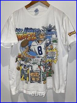 Vintage 1993 Salem Caricature Comic Troy Aikman Dallas Cowboys T-Shirt White XL