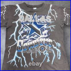 Vintage 1993 Salem Dallas Cowboys Football Lightning Tee XL Men's Black