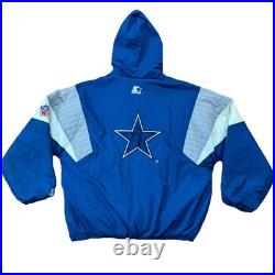 Vintage 1993 Starter ProLine NFL Dallas Cowboys Hooded Pullover Jacket Puffer XL