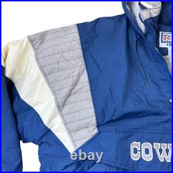 Vintage 1993 Starter ProLine NFL Dallas Cowboys Hooded Pullover Jacket Puffer XL